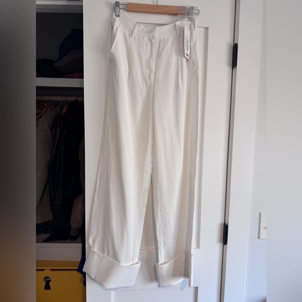 MM6 Maison Martin Margiela White Wide-Leg Trousers, size 42